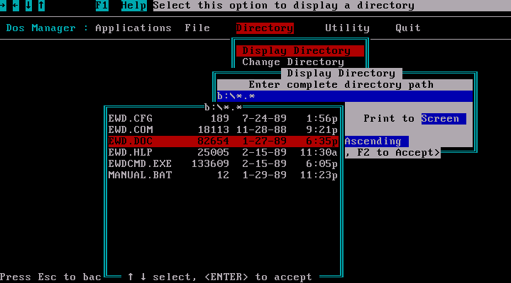 Easy Working DOS Manager 1.5 - Directory